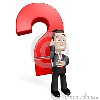 3D businessman, question mark concept Stock Photo