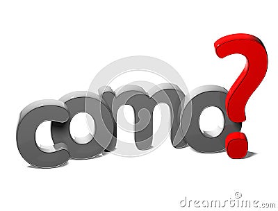 3D Question Word How In Spanish Language Como on white background Stock Photo