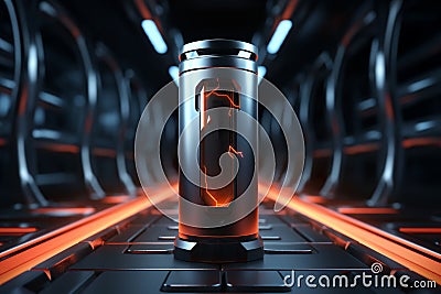 3D quick charge battery meets futuristic tech backdrop in stunning 3D render Stock Photo