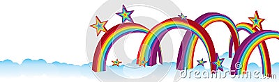 3d rainbow star play relax cloud banner Vector Illustration