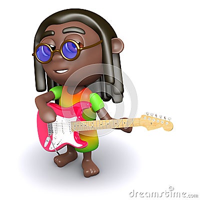 3d Rasta guitarist Stock Photo