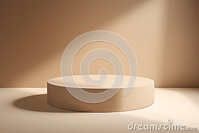 3D Realistic Beige Podium for Product Display Stock Photo