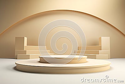 3D Realistic Beige Podium for Product Display Stock Photo