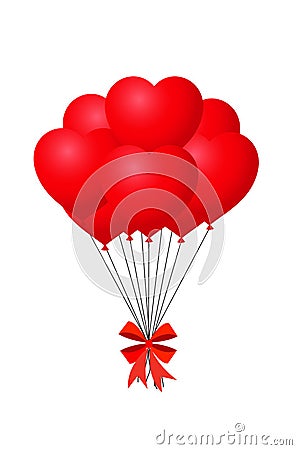 3d realistic bunch of red birthday or valentine`s balloons Vector Illustration