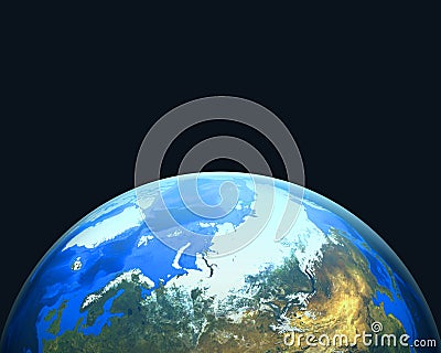 3D Realistic Cloudy World Globe Europe Illustration black Background Stock Photo