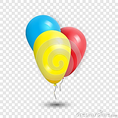 3d Realistic Colorful Bunch of Birthday Balloons Flying for Party and Celebrations With Space for Message Isolated in Vector Illustration