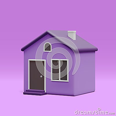 3d realistic cute home isolated on light background. Real estate, mortgage, loan concept. House icon in cartoon minimal style. Cartoon Illustration