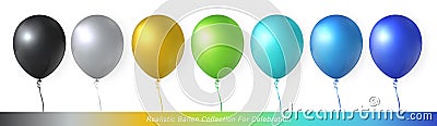 3D realistic elegant vibrant vivid colorful ballon collection for celebration design Vector Illustration