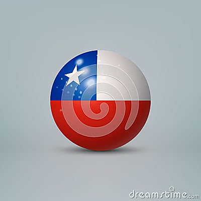 3d realistic glossy plastic ball or sphere with flag of Chile Stock Photo