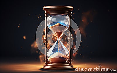 3d realistic hourglass with running sand inside is Generative AI Stock Photo