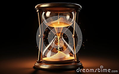 3d realistic hourglass with running sand inside is Generative AI Stock Photo