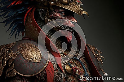 3D realistic illustration of Chinese dragon face with warrior body soldier. Cartoon Illustration