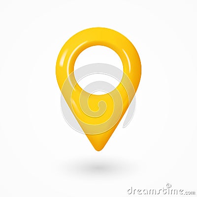 3D realistic location yellow map pin gps pointer markers vector illustration for destination. Web marker for position Vector Illustration