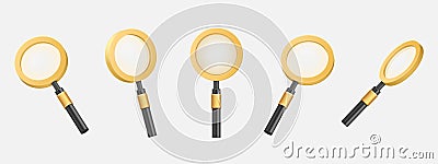 3D realistic magnifier lens. Minimal details. Transparency magnifying glass. Search tool. Analyze monitoring or research Vector Illustration