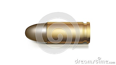 3D Realistic 9mm Bullet On White Background Stock Photo