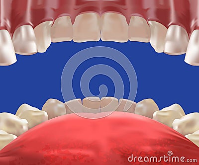 3d Realistic mouth cavity view from inside Cartoon Illustration