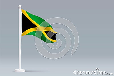 3d realistic national Jamaica flag isolated on gray background Vector Illustration