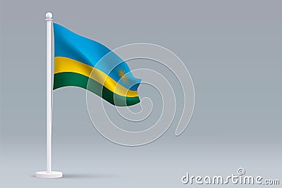 3d realistic national Rwanda flag isolated on gray background Stock Photo