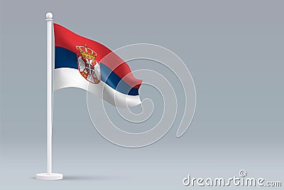 3d realistic national Serbia flag isolated on gray background Vector Illustration