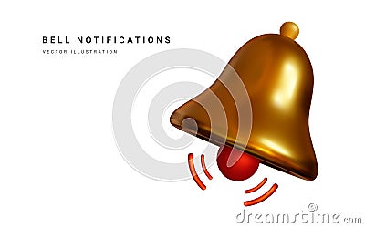 3d realistic notification bell . Vector illustration Vector Illustration