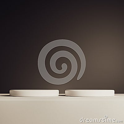 3D realistic products display brown podium stand pedestal on gradient brown background Stock Photo