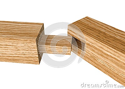 Tenon inserted into a mortis. Stock Photo