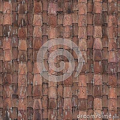 3D Realistic retro cracked red barrel tile rendered texture seamless background image Stock Photo