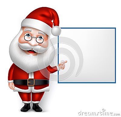 3D Realistic Santa Claus Cartoon Character for Christmas Vector Illustration