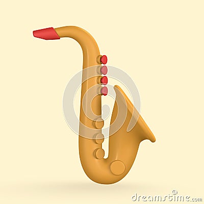 3d realistic saxophone for music concept design in plastic cartoon style. Vector illustration Vector Illustration