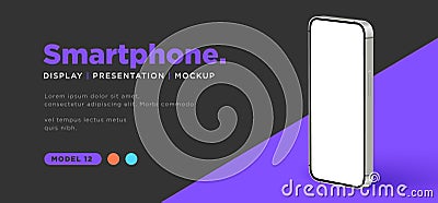 3d realistic smartphone display mockup vector. isolated angled perspective modern phone presentation Vector Illustration