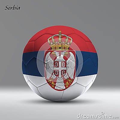 3d realistic soccer ball iwith flag of Serbia on studio background Vector Illustration