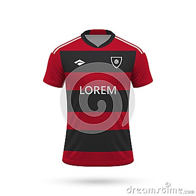 3d realistic soccer jersey in Flamengo style Vector Illustration