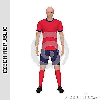 3D realistic soccer player mockup. Czech Republic Football Team Vector Illustration