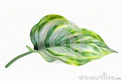 3D realistic style of Hosta leaf isolated on a white background, featuring its broad structure and detailed texture Stock Photo