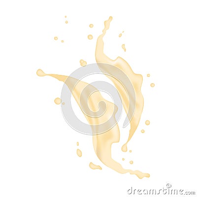 3d realistic twisted pineapple, banana, orange juice milk splash Vector Illustration