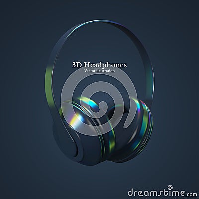 3d realistic vector headphones. Vector Illustration