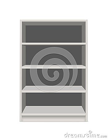 realistic vector icon. Isolated bookcase with empty shelves. Vector Illustration