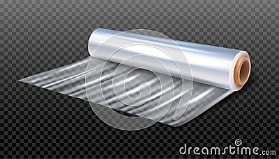 Realistic vector illustration of a cling paper for packaging. Isolated on transparent background Cartoon Illustration