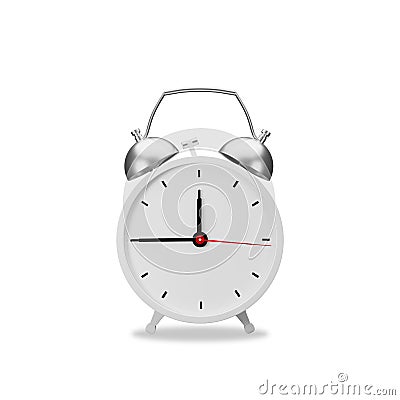 3D realistic watch alarm clock time classic wake up a white color isolated on white background Cartoon Illustration