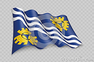 3D Realistic waving Flag of Merseyside is a county of England Vector Illustration