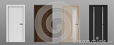 3d realistic wood front door inside modern house Stock Photo