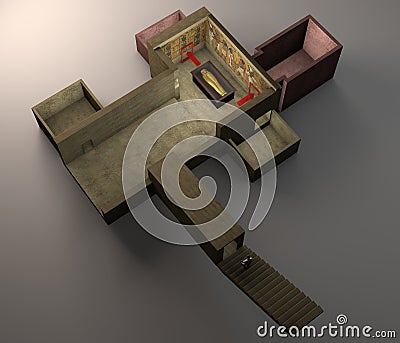 3d reconstruction of the tomb of Pharaoh Tutankhamen and secret rooms Stock Photo