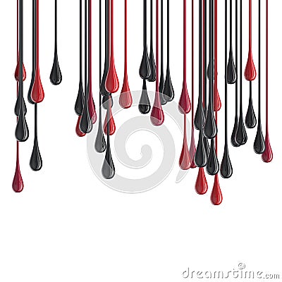 3D red and black glossy paint drop blobs Stock Photo