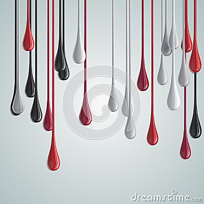 3D red and black glossy paint drop blobs Stock Photo