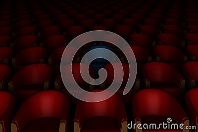 3d red and blue cinema chairs Stock Photo