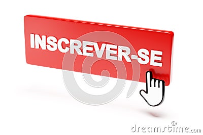 3D Red Channel Subscribe Button With Hand Cursor, Stock Photo