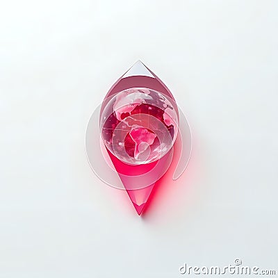 3D Red Crystal Map Pin Pointer Isolated on White Background. AI Generated Image. Stock Photo