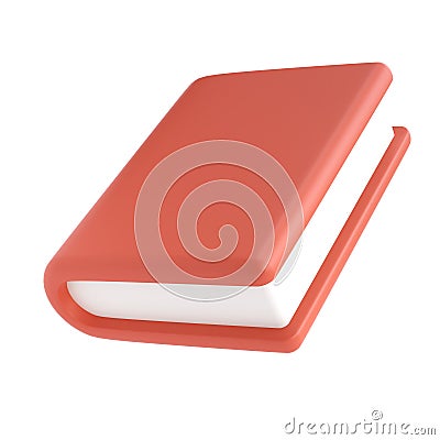 3d red cute empty notepad book stationery for school isolated background with clipping path. Simple render illustration Cartoon Illustration