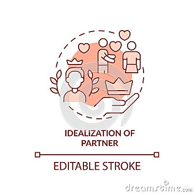 2D red linear icon idealization of partner concept Vector Illustration