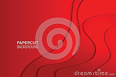 3D red papercut background with overlap layer background. vector background. Vector Illustration